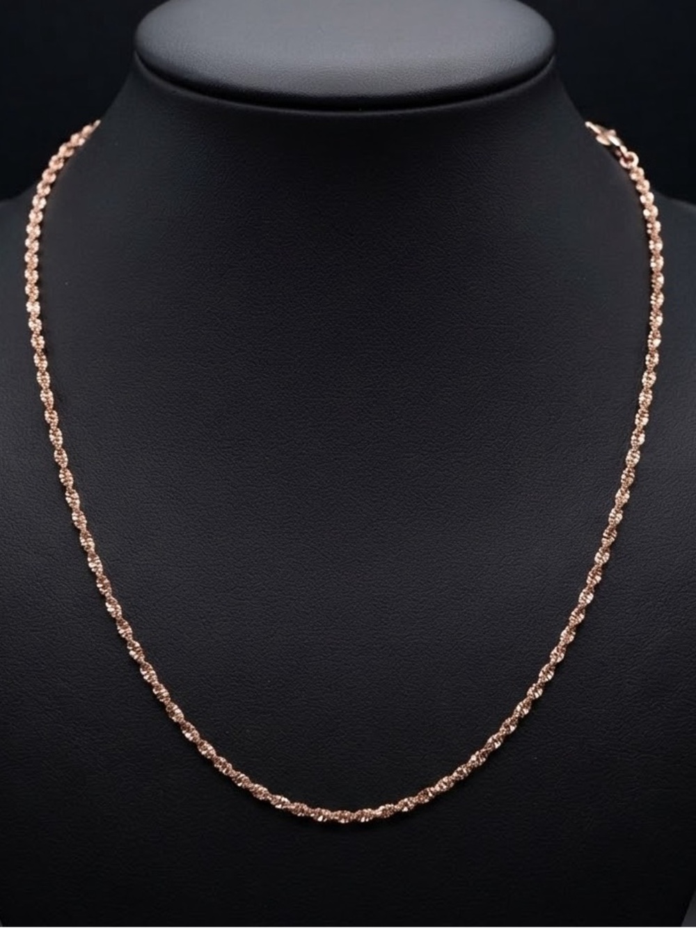 Rose Gold over 925 Sterling Silver Twisted Rock Chain Necklace 24” 4g Italy New
